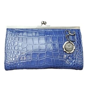 Patricia Nash Blue Leather Clutch Crossbody and matching Coin purse